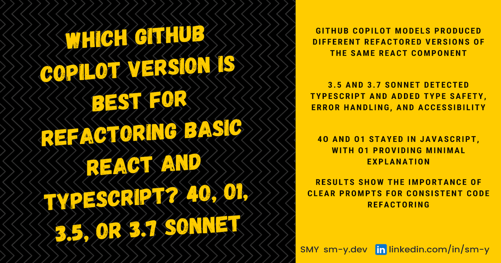 Discover the best Github Copilot version for refactoring React and TypeScript: comparing 4o, o1, 3.5, and 3.7